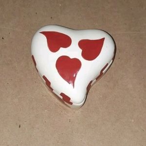 Red And White Heart Shaped Trinket Box